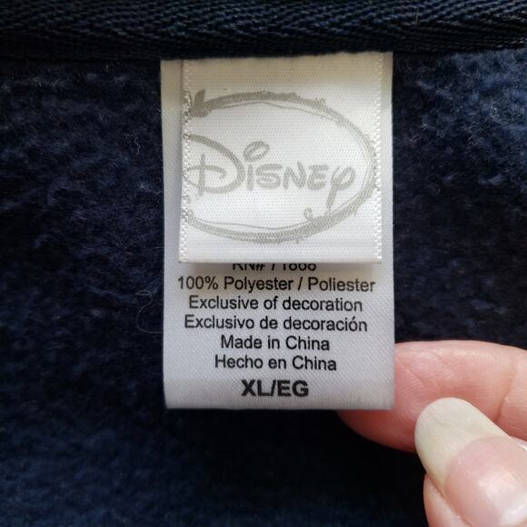 Disney Eeyore Patchwork Embroidered Full Zip Pocket Blue Fleece Jacket XL - Picture 10 of 10